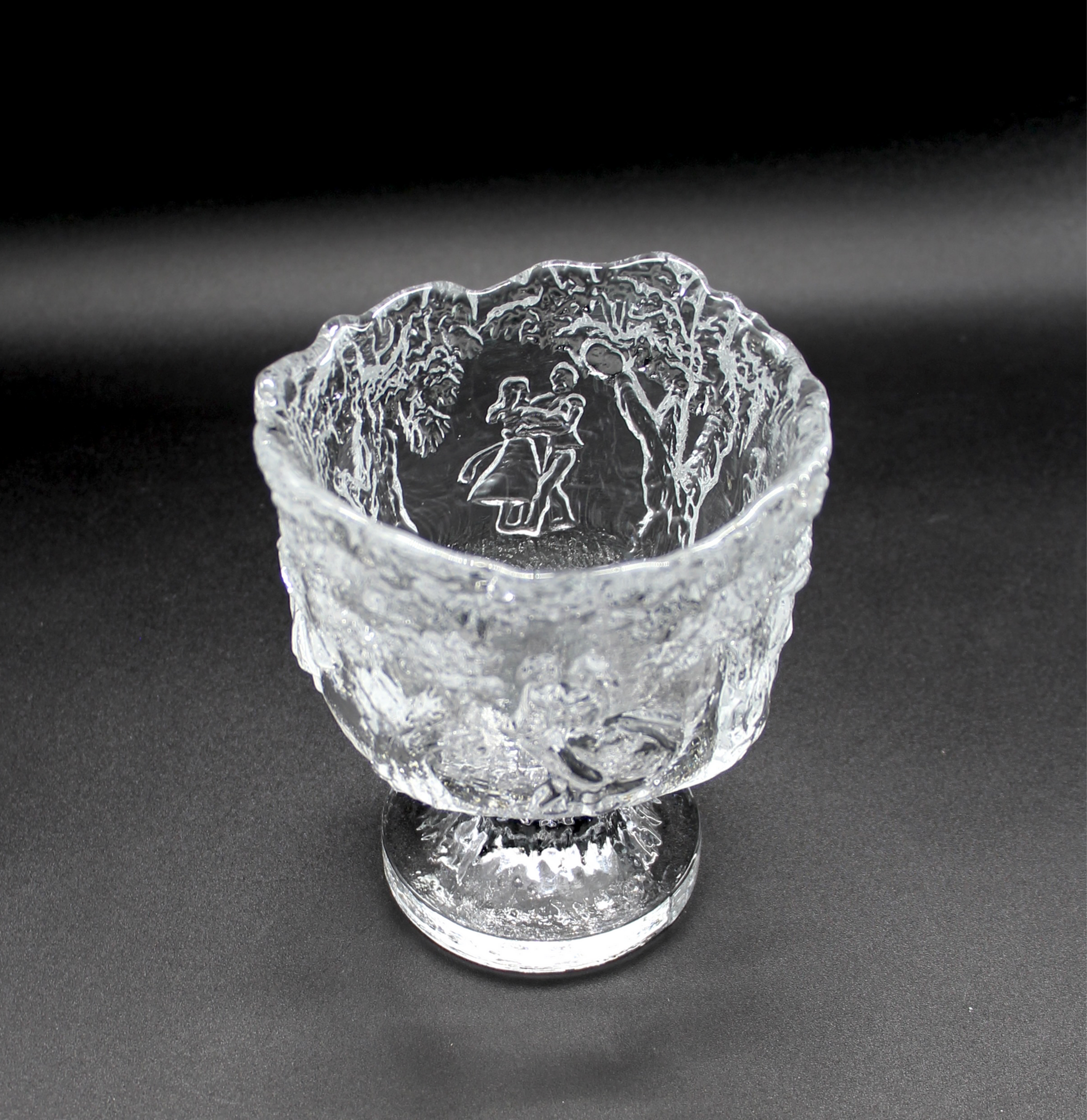 Vintage KOSTA BODA Sweden Small "Rhapsody" Footed Bowl by Kjell Engman