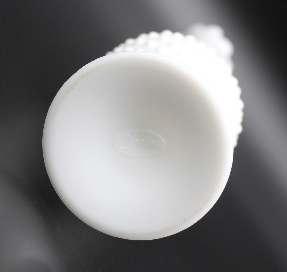 Thumbnail: Tall Vintage FENTON Hobnail Milk Glass Swung Pedestal Vase 38cm