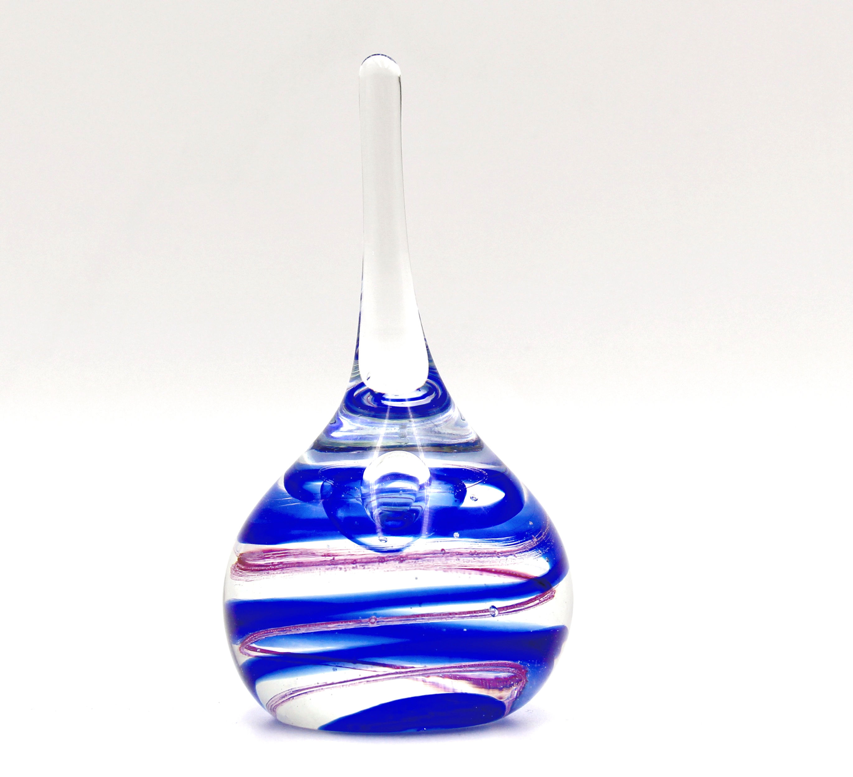 Vintage Art Glass Paperweight with Cobalt Blue Swirl