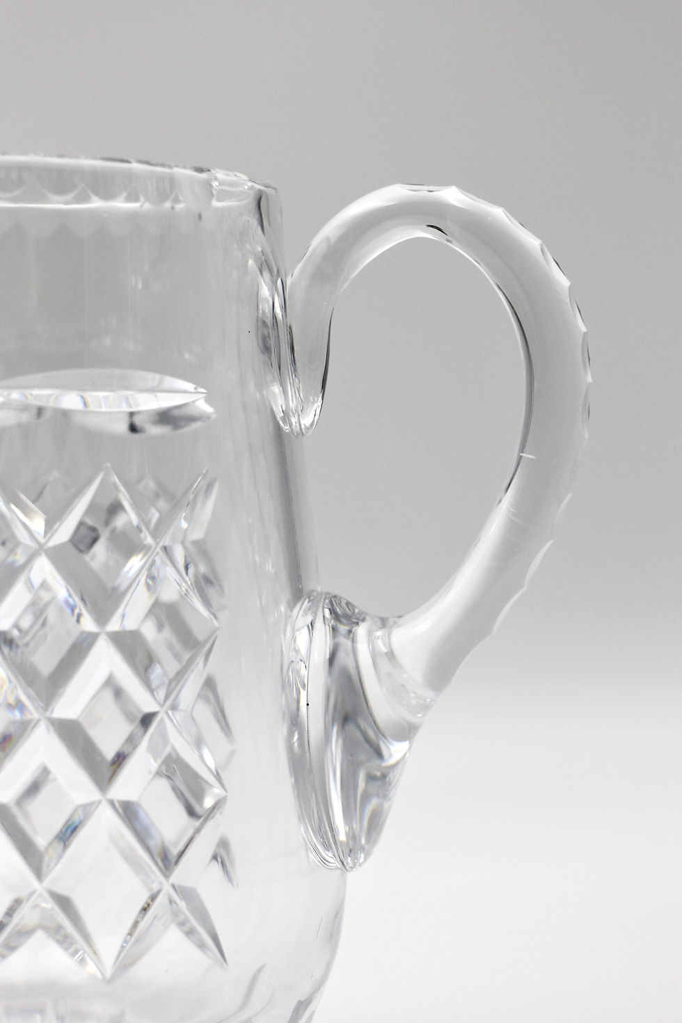 Thumbnail: Vintage Cut Crystal Jug with Diamond Pattern - 19cm