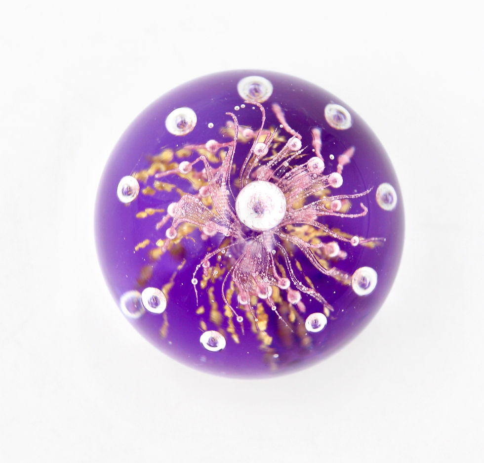 Thumbnail: Art Glass Paperweight with Controlled Bubbles and Gilt Inclusions