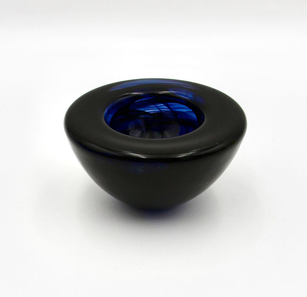 Thumbnail: KOSTA BODA Sweden 'Atoll' Art Glass Votive Tealight Holder - Midnight Blue