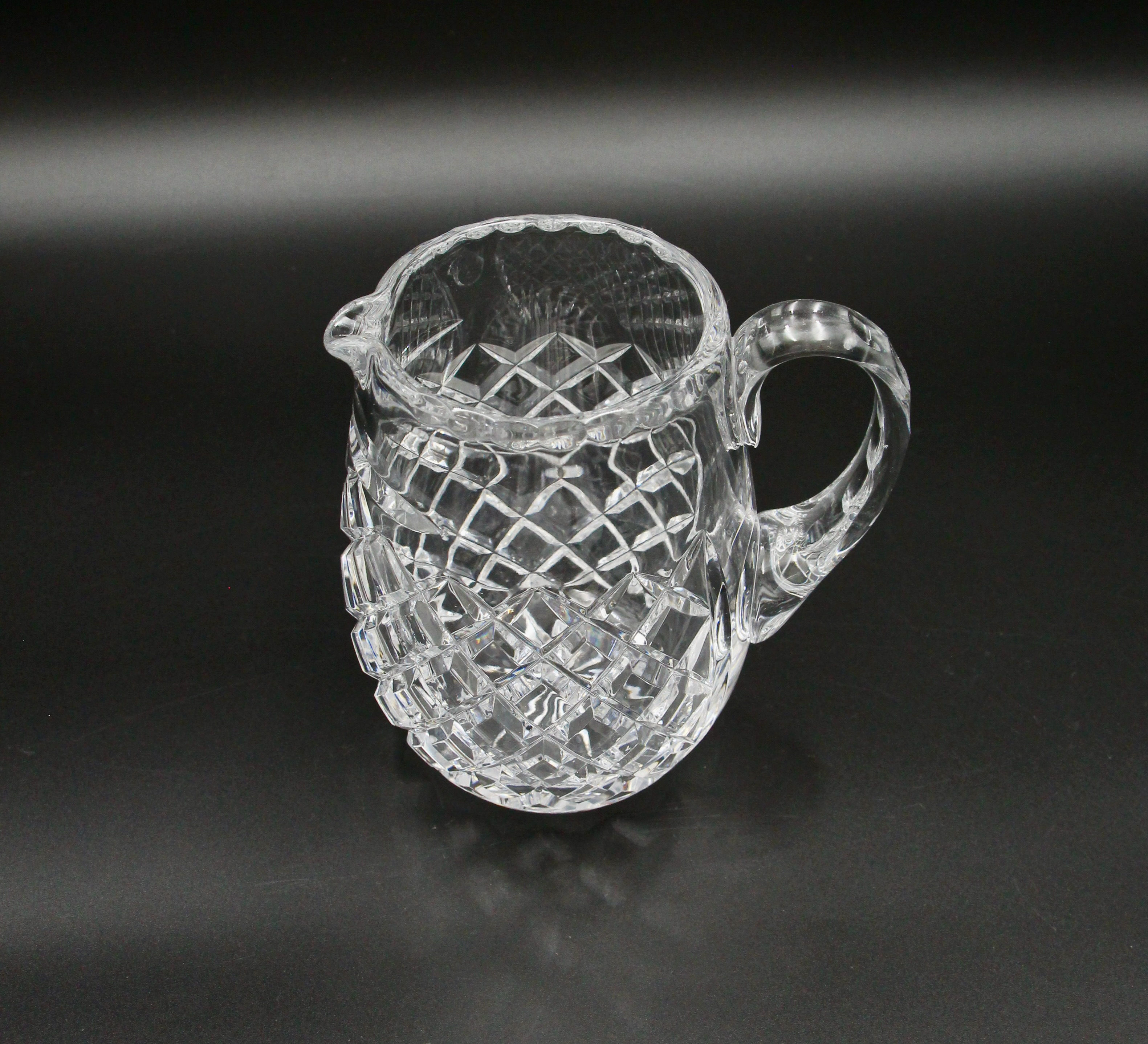 Vintage Cut Crystal Jug with Diamond Cut Pattern- 14cm