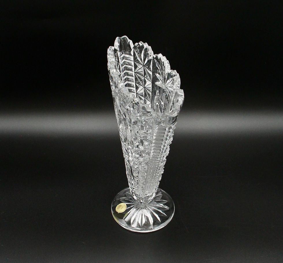 Thumbnail: West German Vintage Lead Crystal Fan Shaped Footed Vase