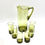 Thumbnail: Vintage Handblown Smoky Green Drinks Set - Pitcher with 6 Matching Glasses