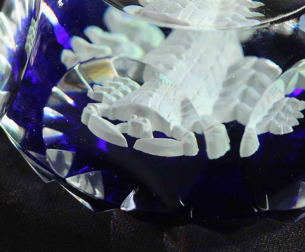 Thumbnail: Vintage French BACCARAT 'Zodiac Scorpio' Lead Crystal Sulphide Paperweight