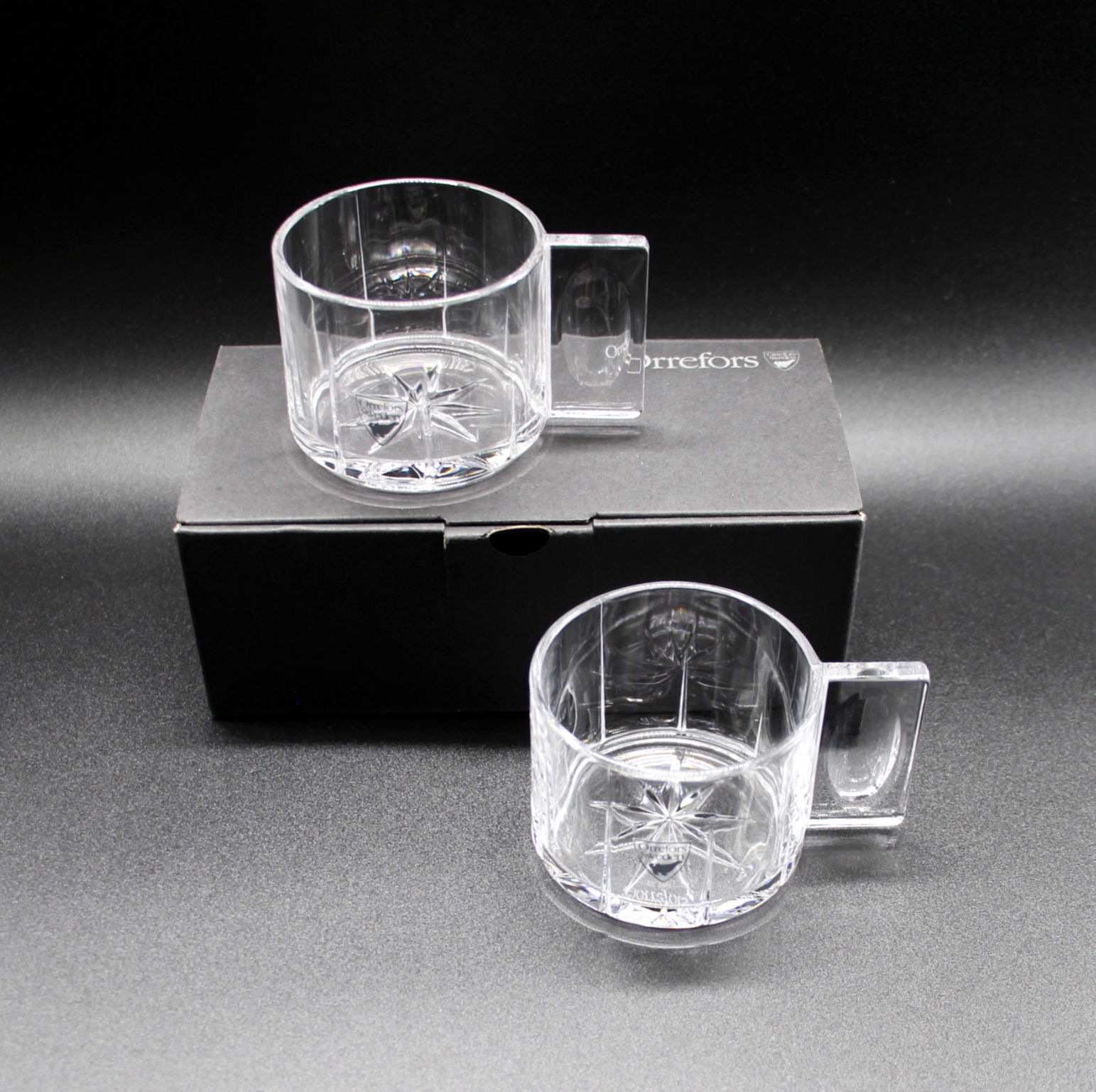 ORREFORS Sweden "Hotto" Espresso Cups Design Lena Bergström - price per pair