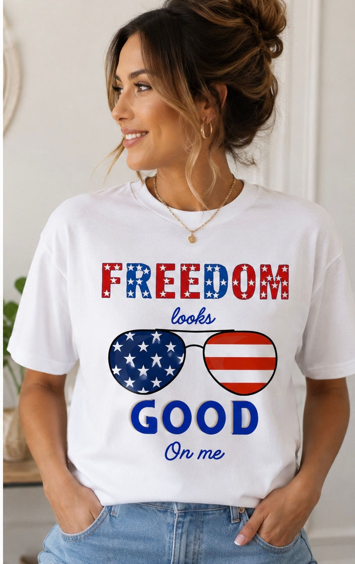 Arise & Bloom Freedom Looks Good on Me Unisex white shirt