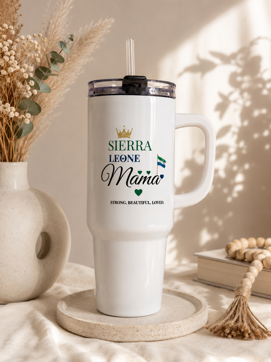 Arise & Bloom Sierria Leone Mama 40 oz Customize White Tumbler