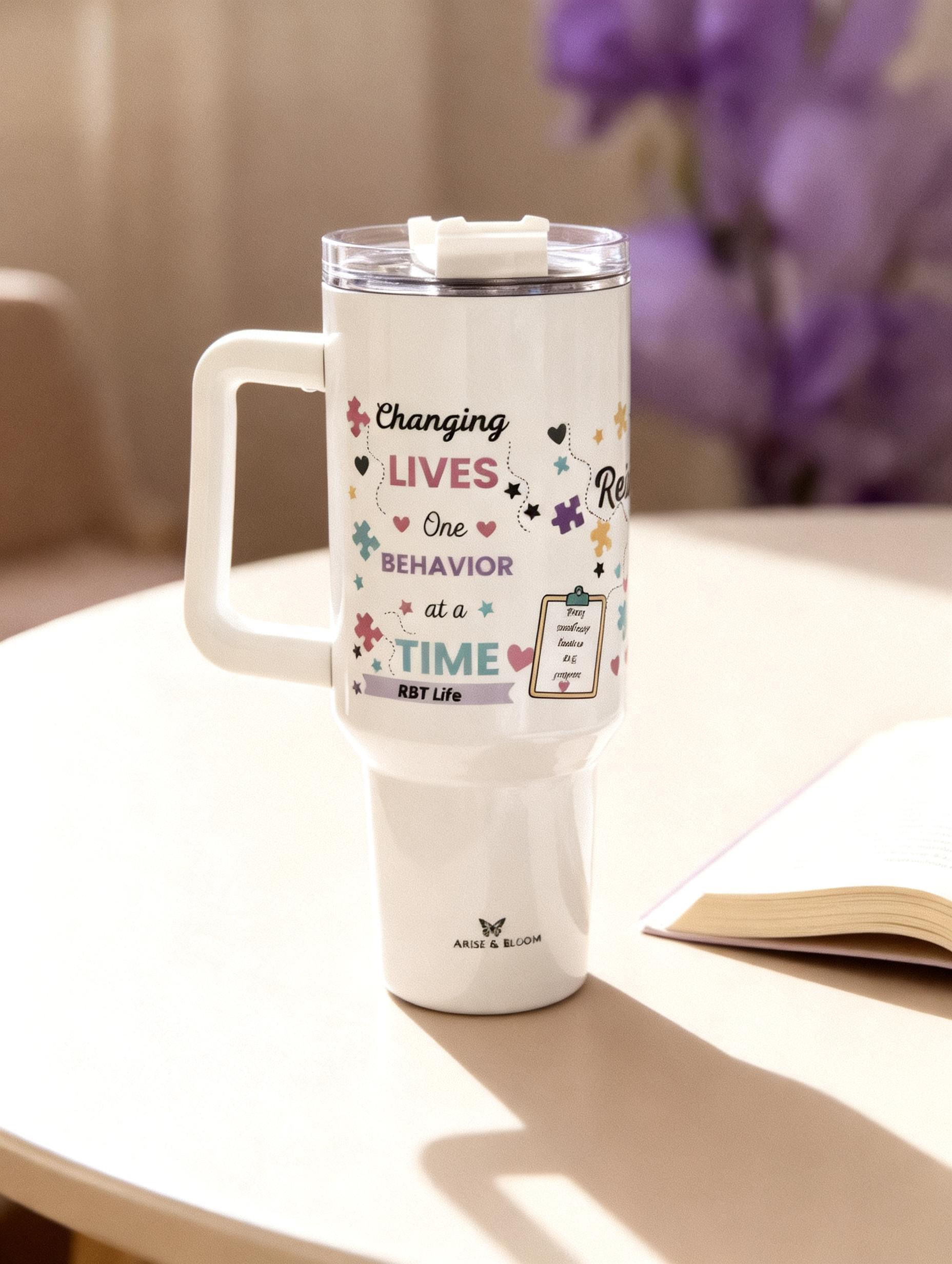 Arise & Bloom ABA, RBT White 40 oz Reinforcement Special Funny Tumbler
