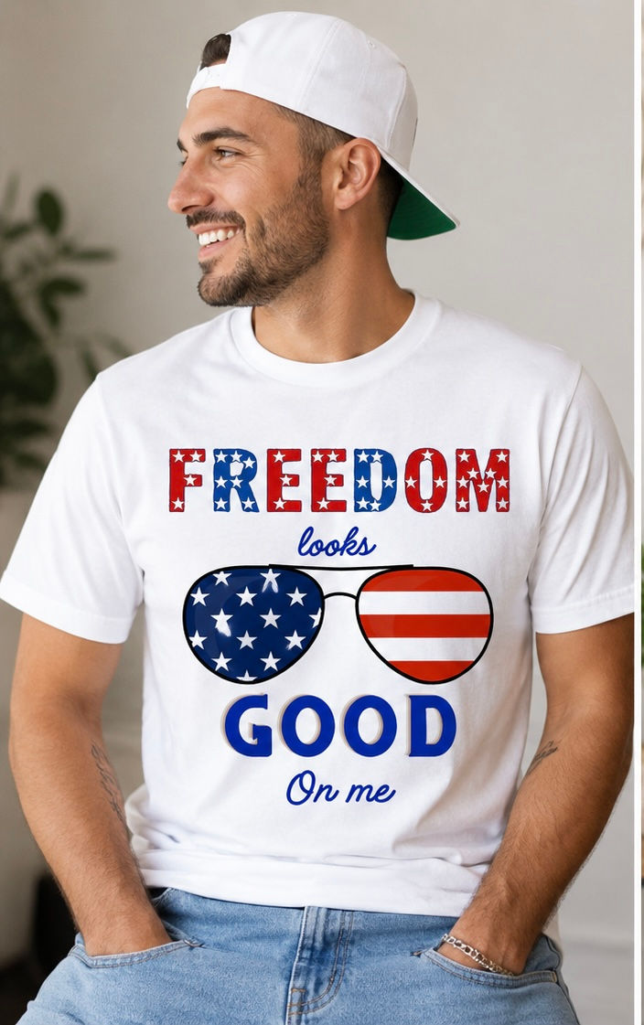 Arise & Bloom Freedom Looks Good on Me Unisex white shirt