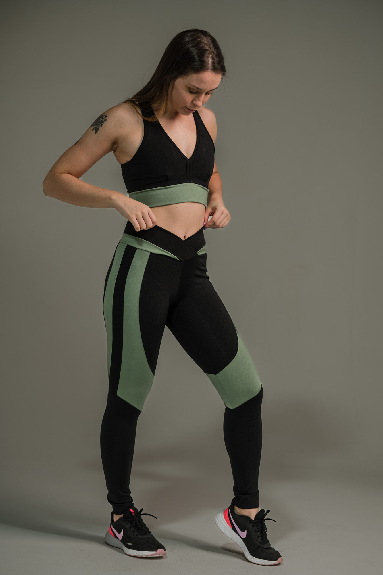 Calça Legging Feminina com Listras nas Coxas