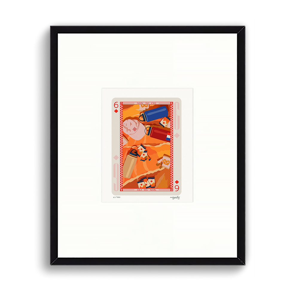 Thumbnail: framed art print of six of diamonds playing card design