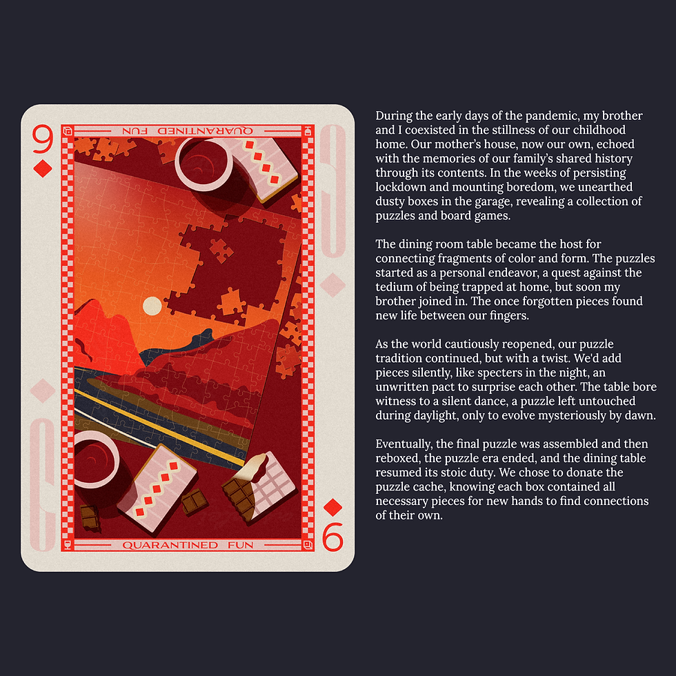 Thumbnail: nine of diamonds playing card design and wholesome story about puzzles