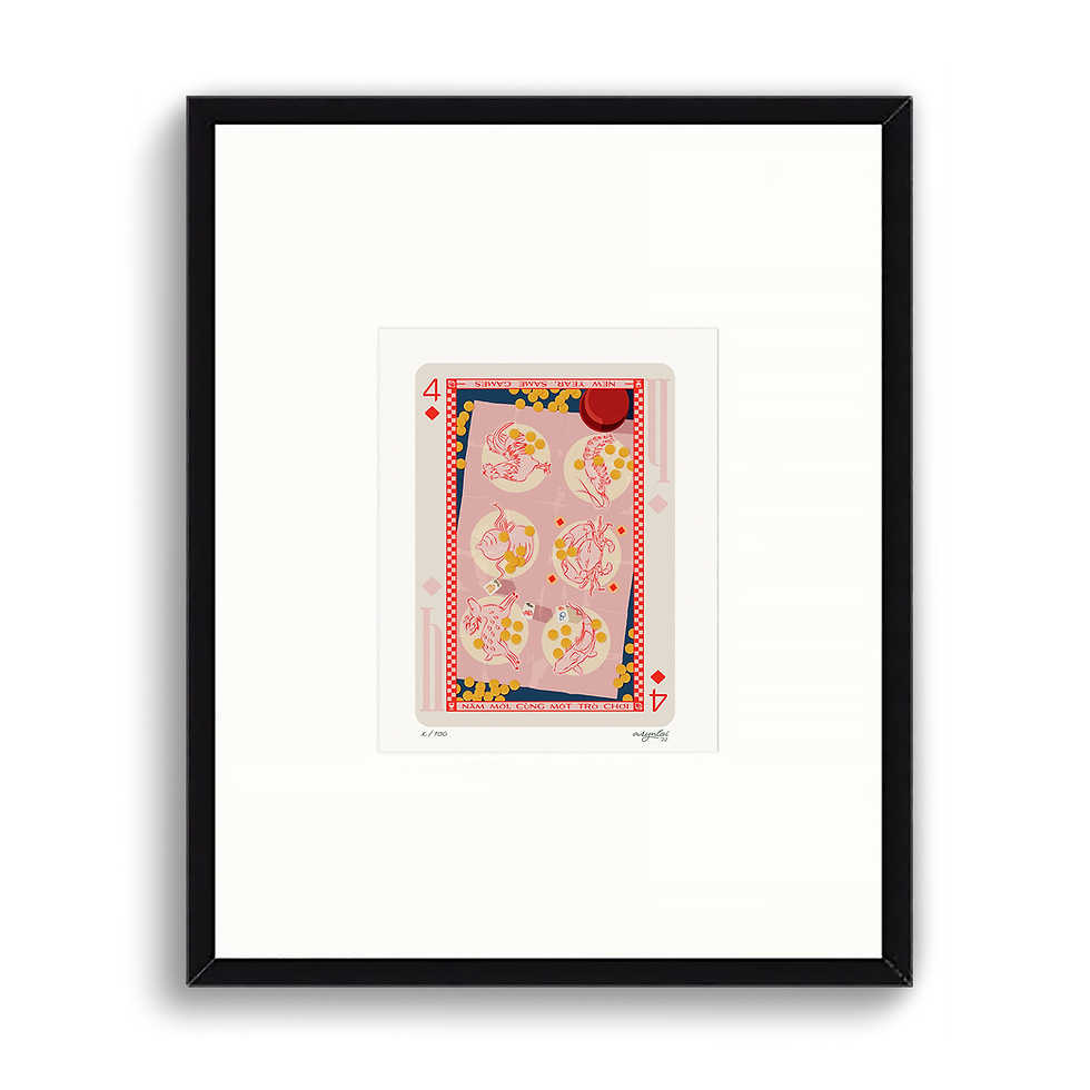 Thumbnail: framed art print of four of diamonds playing card design
