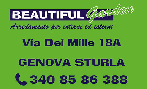 Beautiful Garden Srl sito a Sturla in via dei Mille 18A si occupa della vendita di ARREDAMENTO DA GIARDINO, ARTICOLI MARE di cui SDRAIO BRANDINE E OMBRELLONI.
Inoltre si occupa anche della vendita di ARREDAMENTO DA INTERNO, PERGOLE, GAZEBI, CASETTE E GRIGLIATI SU MISURA.