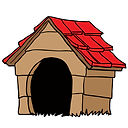 A picture of a cartoon dog house.