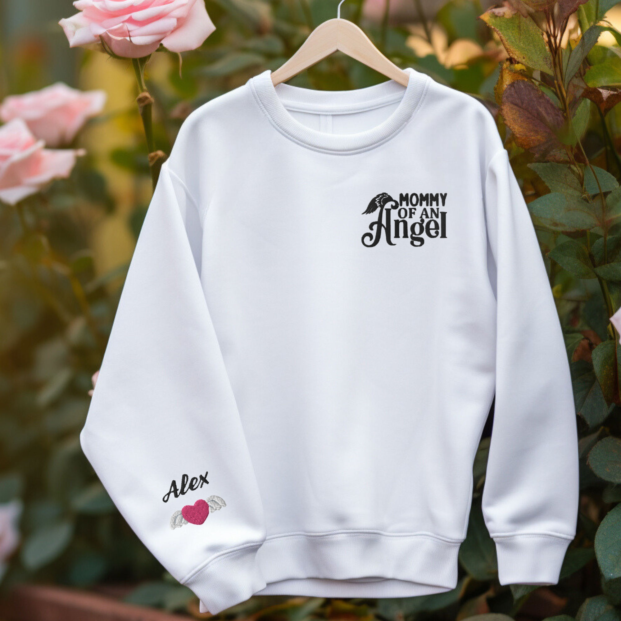 Personalized Embroidered Mommy of an Angel Unisex Sweatshirt