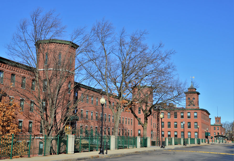 Nashua Manufacturing Company's row of Mill Buildings along Nashua River. Mill Buildings 2,3 and 4