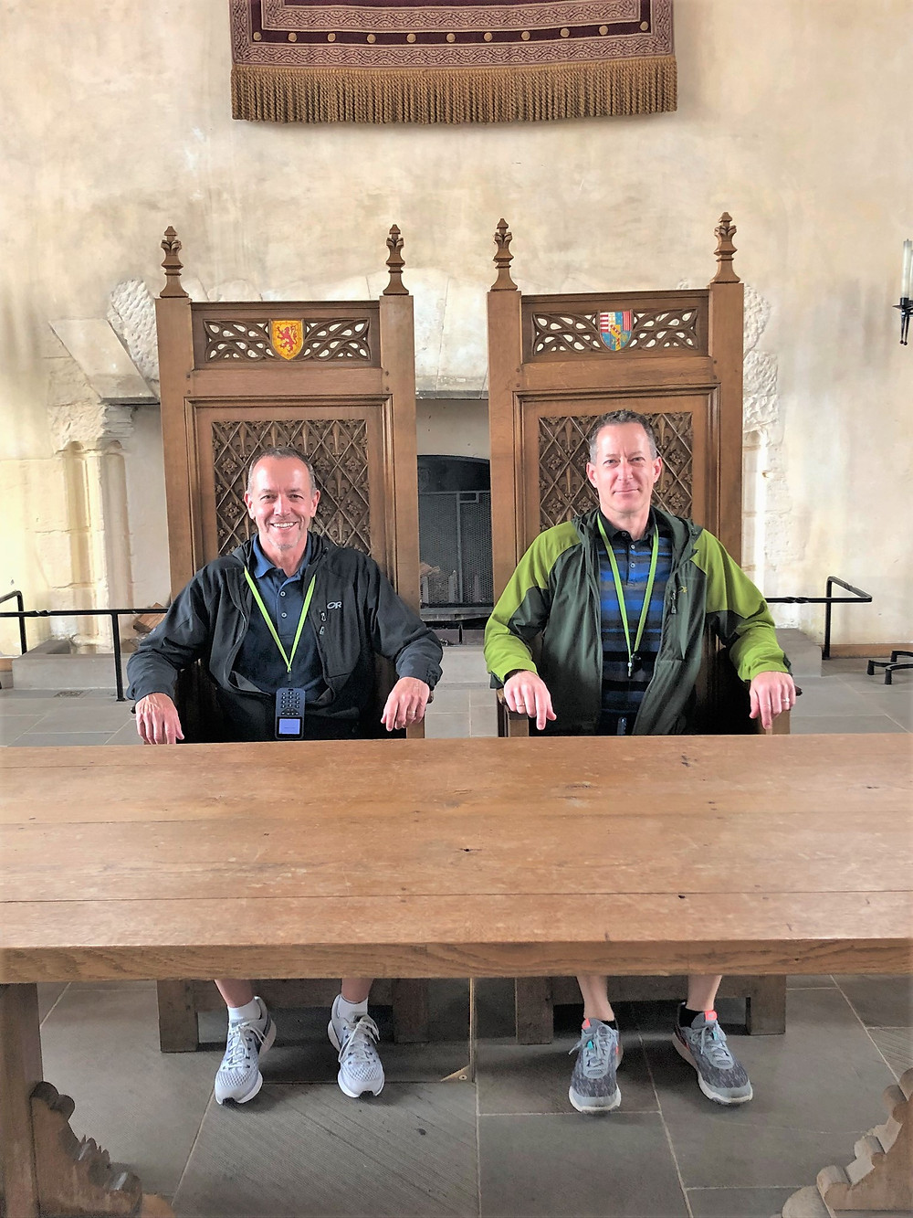 The royal thrones at the head of the table in the Great Hall in Stirling Castle