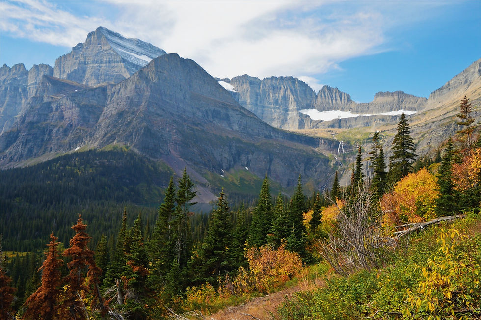The view of Mt. Gould's dramatic east face and Angel's Wing from the Grinnell Glacier trail