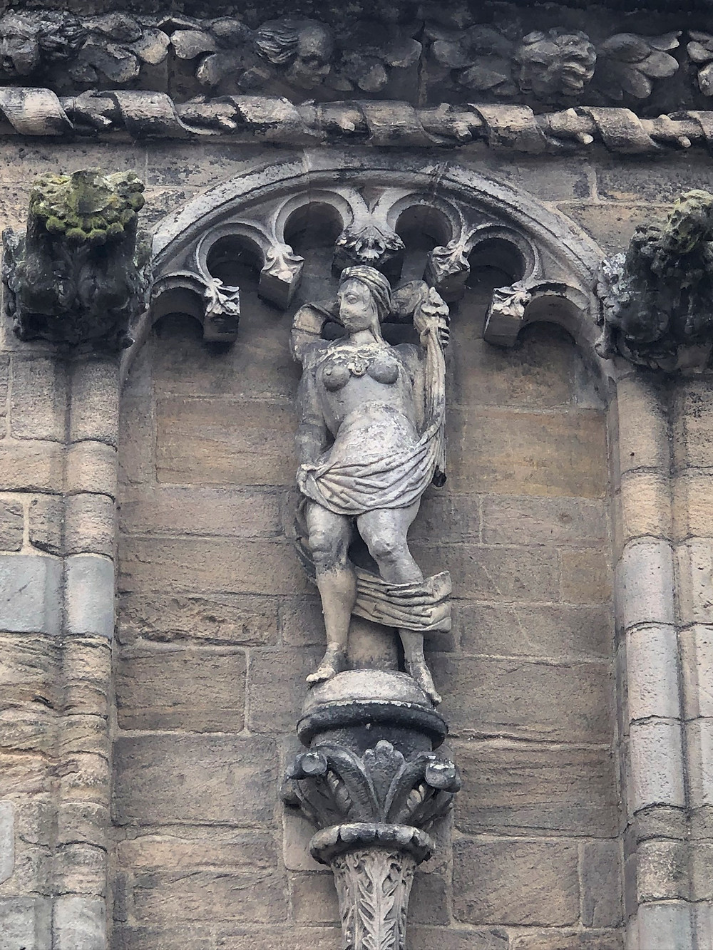 Statue of Venus the Roman goddess of love, beauty, desire, sex, fertility, prosperity and victory on the exterior of Stirling Castle's Palace