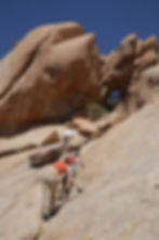 climbing up to Garretts Arch the tallest arch in Joshua Tree