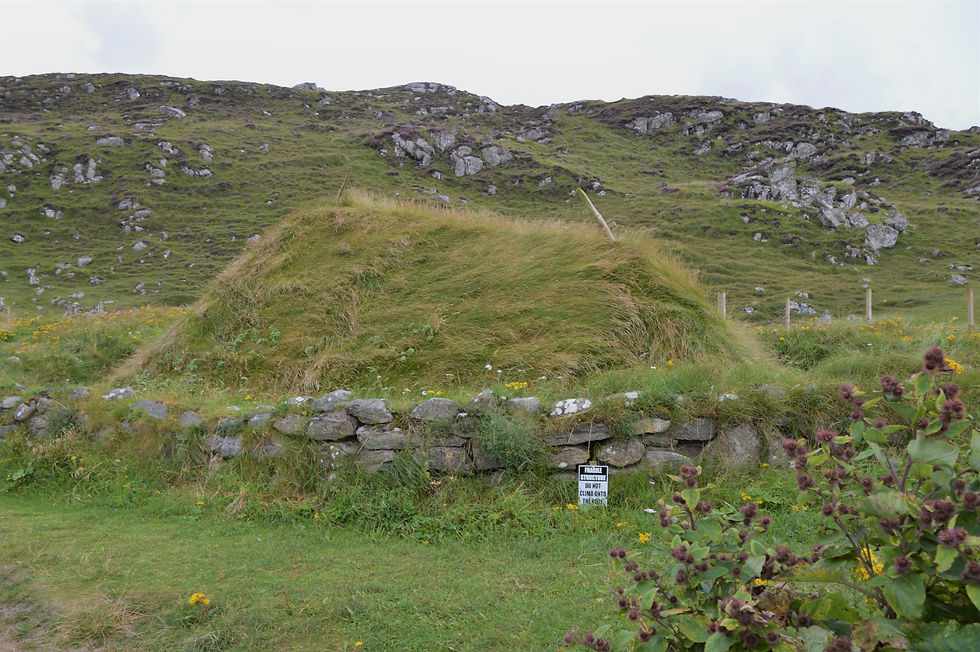 Hiking the Great Bernera Loop trail to Traigh Bostadh and the Bostadh Iron Age house dating back to 500-700 AD.