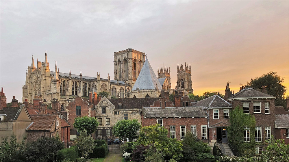 Sunset lighting up York Minster in England