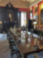 Dining room table in the family dining room in Fyvie Castle in Aberdeenshire, Scotland