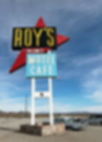 Neon sign for Roy's Motel and Cafe on Route 66 in Amboy CA