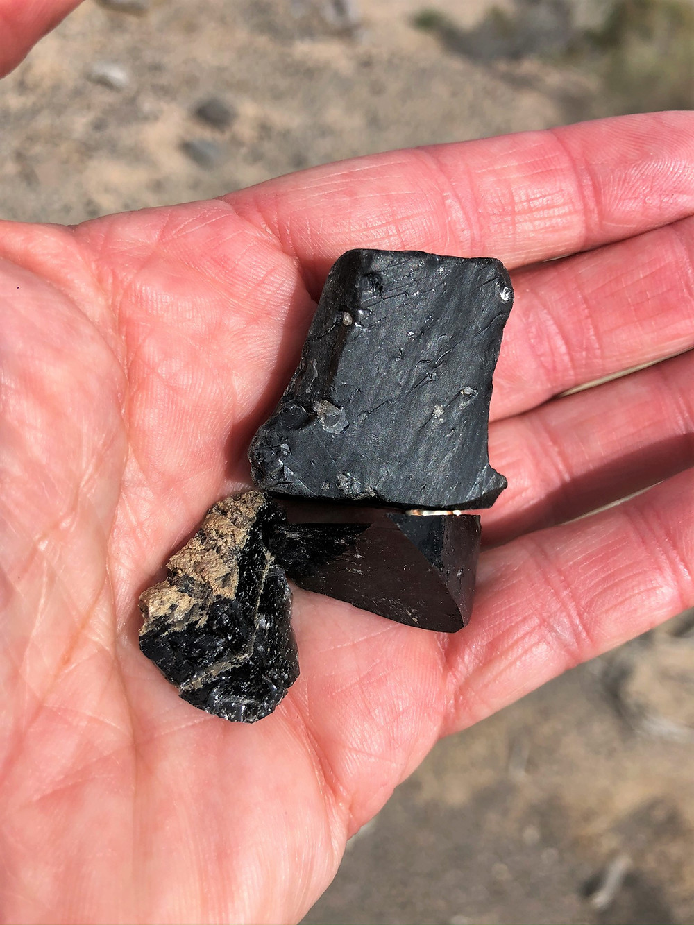 Obsidian rocks from Salton Sea area in California