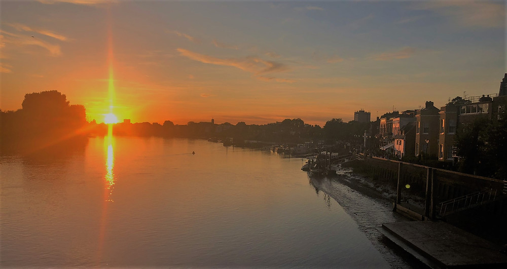 Sunset along the Thames in Hammersmith neighborhood in London