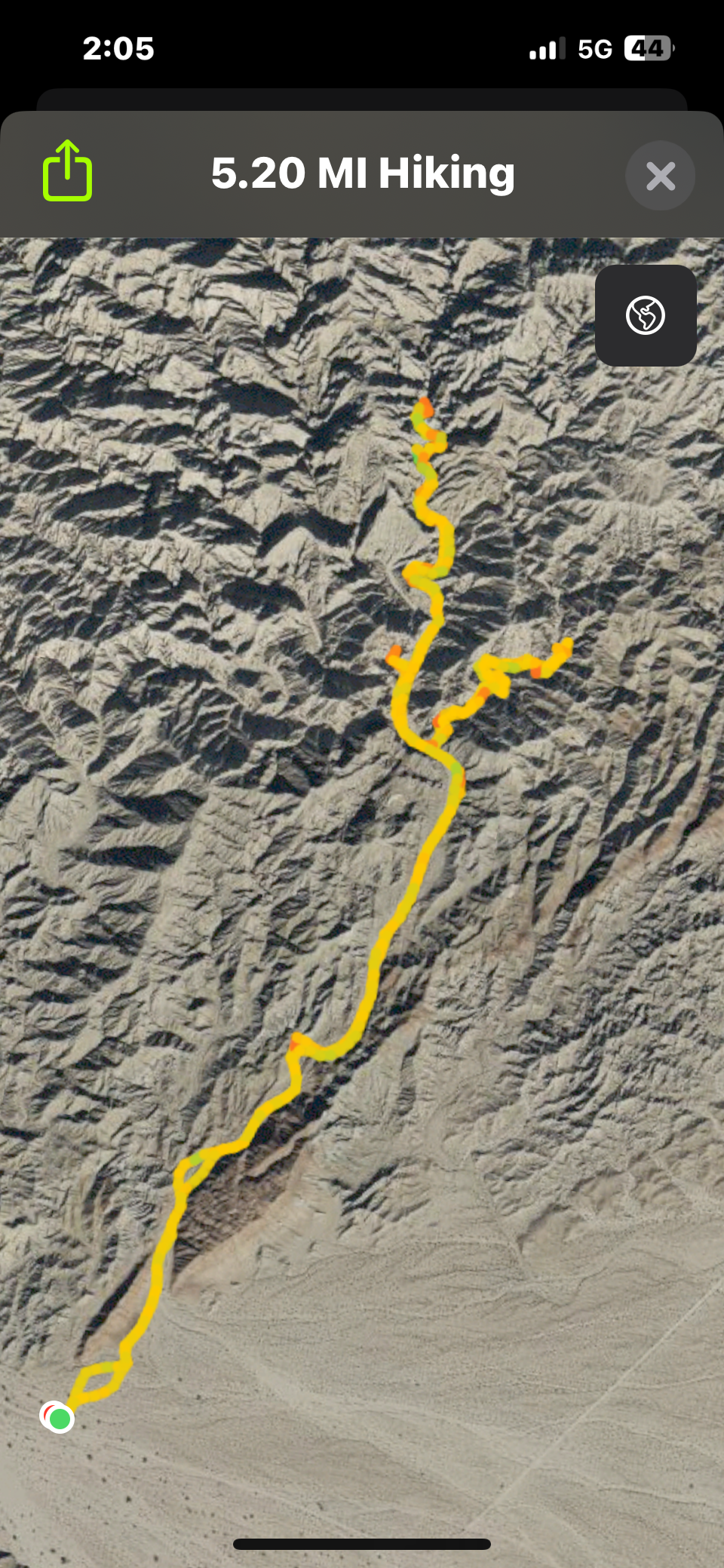 Satellite view ofSkeleton Canyon hike in the Mecca Hills