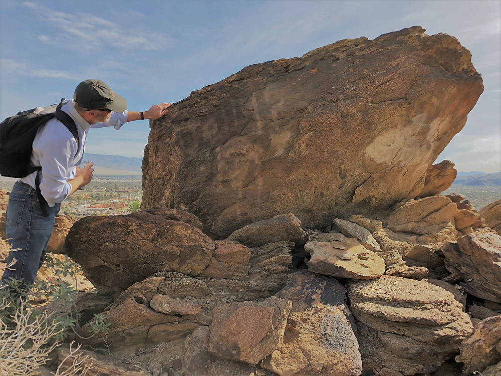 Efforts by Friends of the Desert Mountains organization to remove graffiti from local hiking trails. After treatment photo