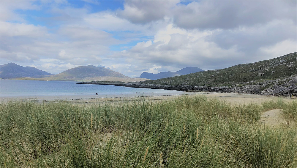 Walking the sand dunes on Luskentyre Beach in Lewis and Harris in the Outer Hebrides