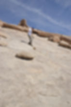 descending slickrock in Joshua Tree National Park