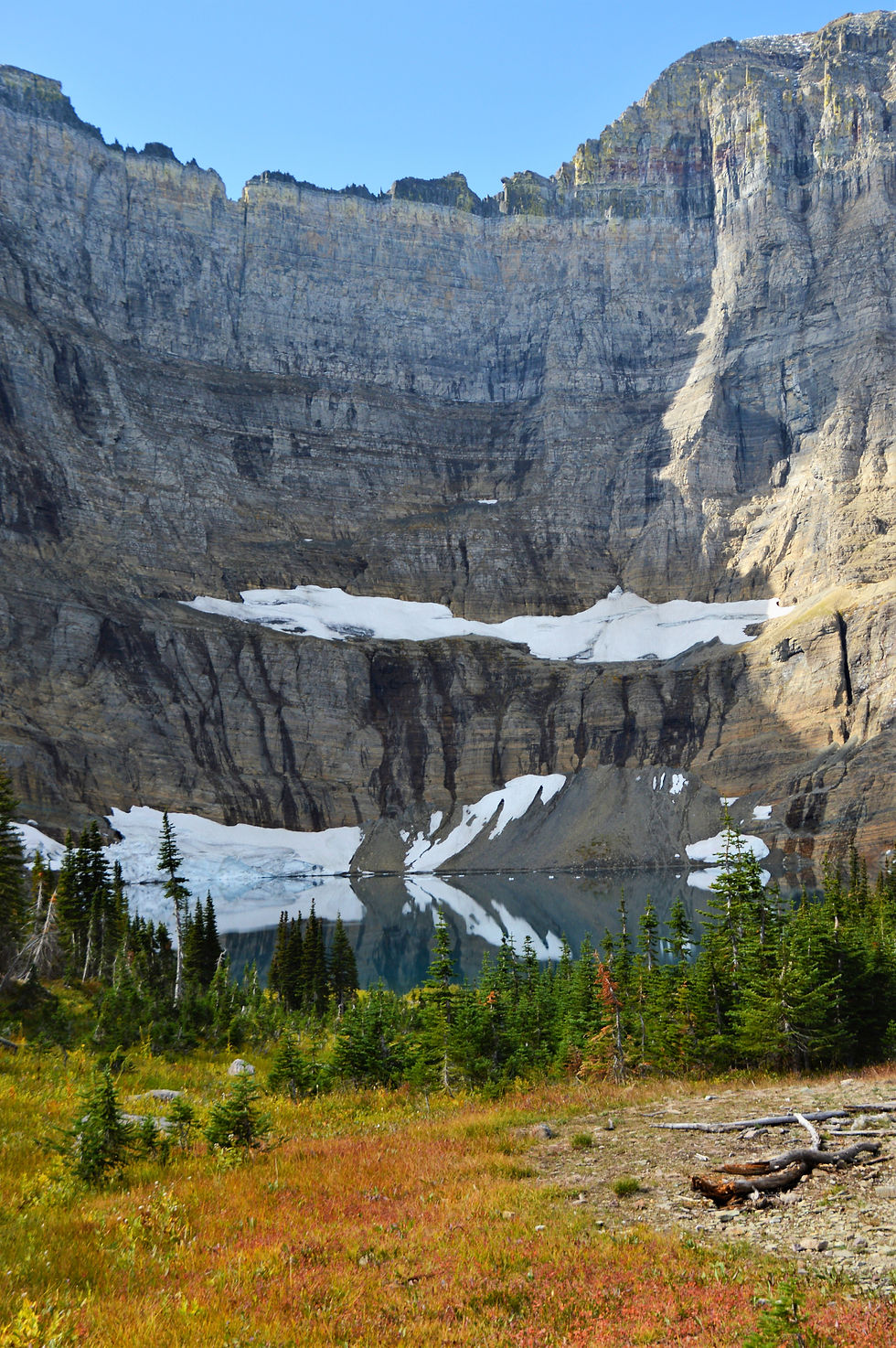 iceberg on iceberg lake, glacier national park hiking