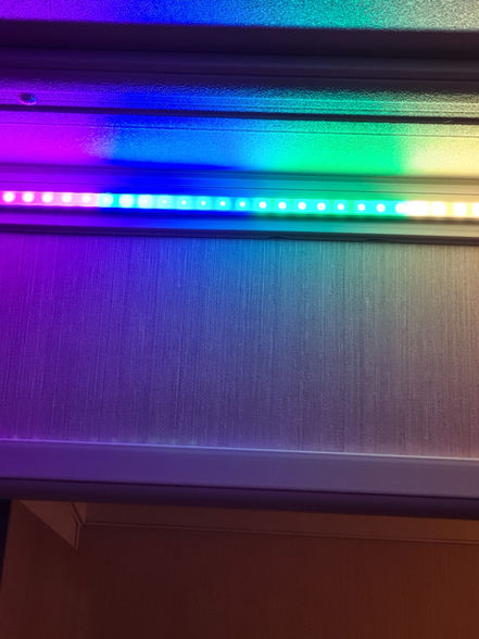 An image of some neopixel LED lights showing a rainbow
