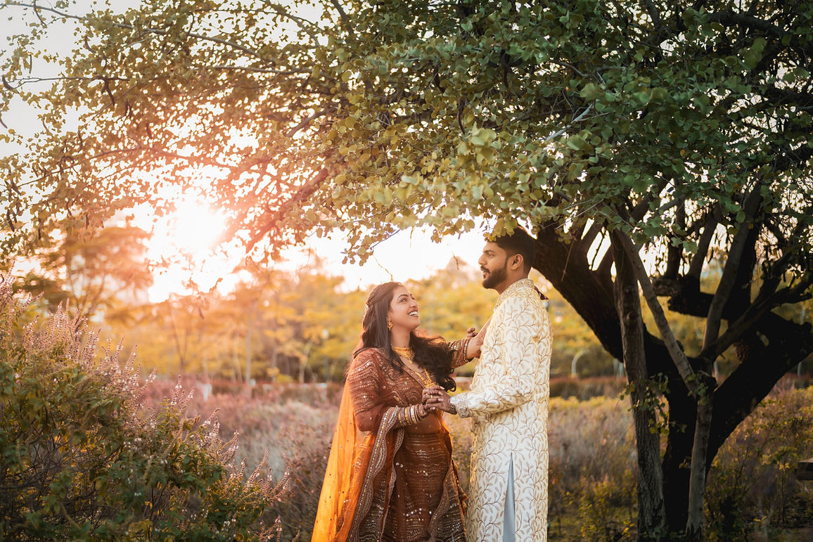 Sunset photograph of couple at Kota destination wedding 