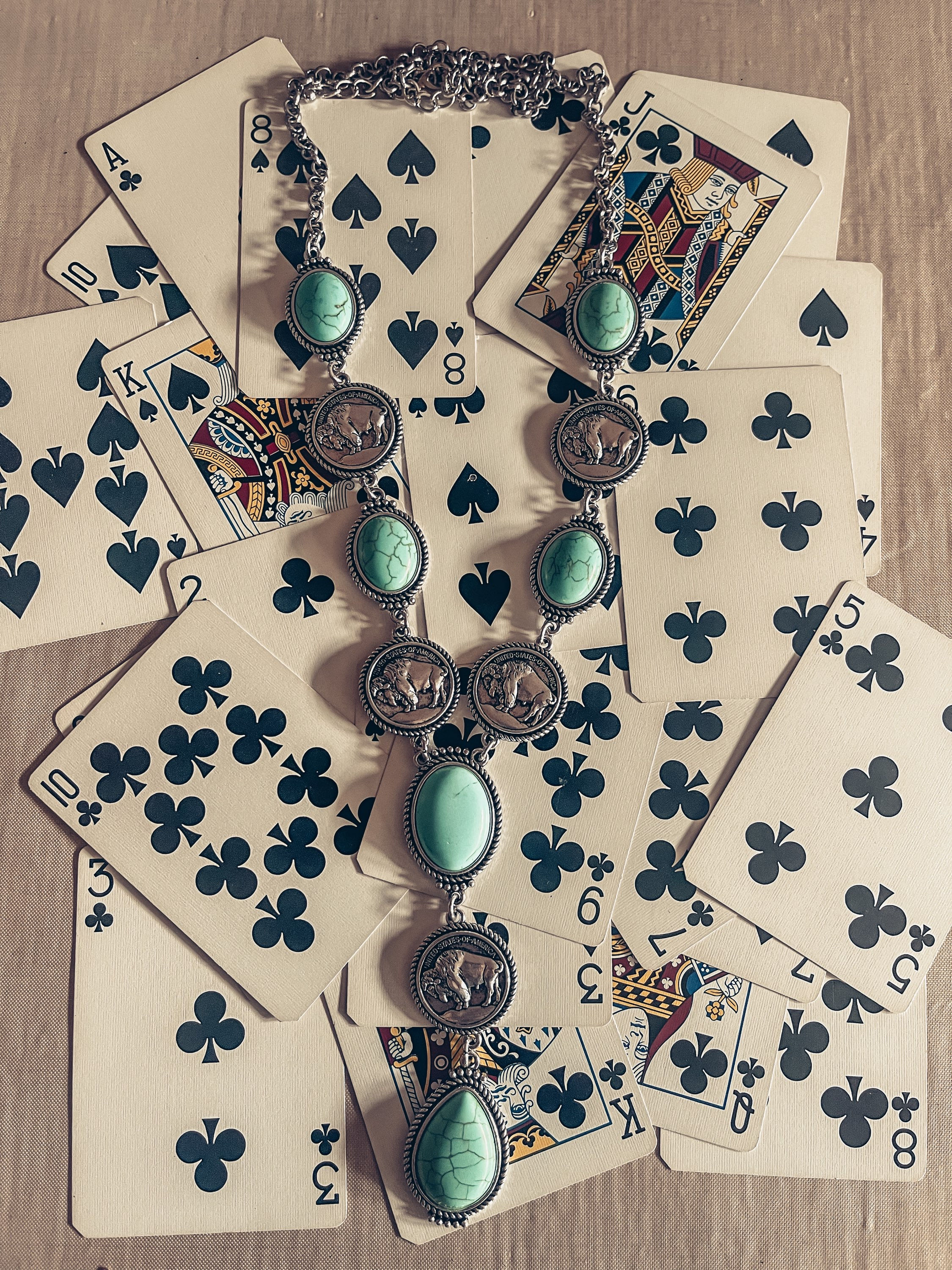 Turquoise Buffalo Coin Y Necklace 