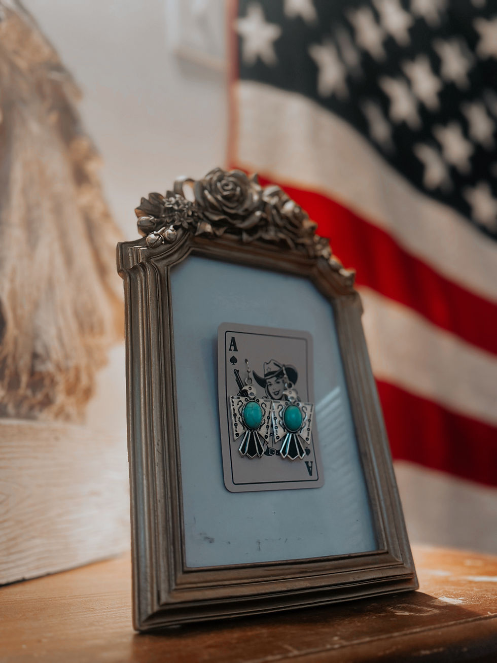 Thumbnail: Turquoise Bristol Thunderbird Earrings 