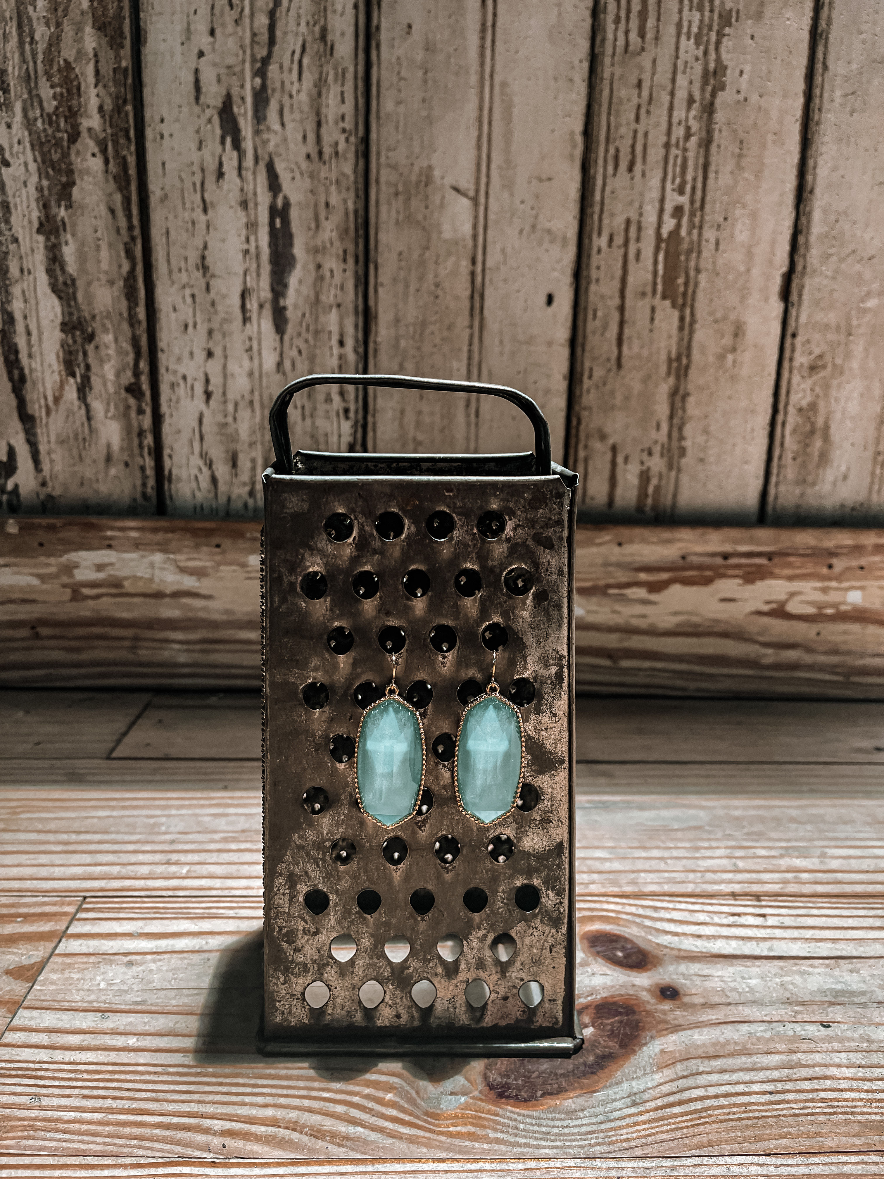 Mia Turquoise Shimmer Earrings (Gold)