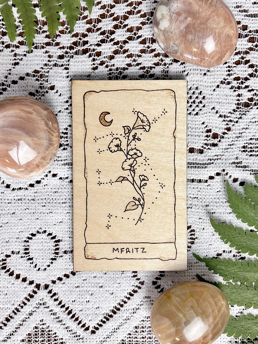 Thumbnail: Wood Burned Birth Flower Card with Palmstone