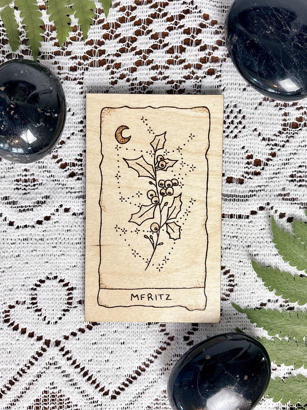 Thumbnail: Wood Burned Birth Flower Card with Palmstone