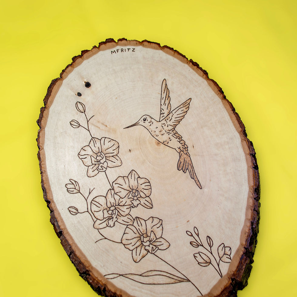 Thumbnail: Hummingbird with Orchids Wood Burning (REMAKE)
