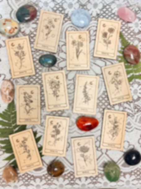Wood Burned Birth Flower Card with Palmstone