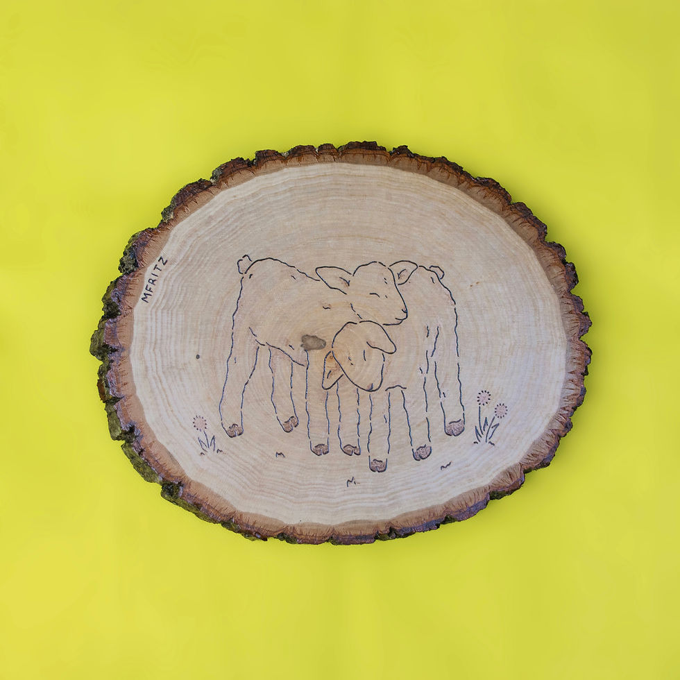 Thumbnail: Hugging Lambs Wood Burning