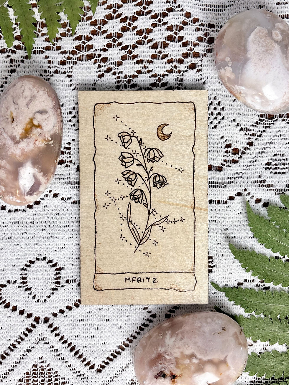 Thumbnail: Wood Burned Birth Flower Card with Palmstone