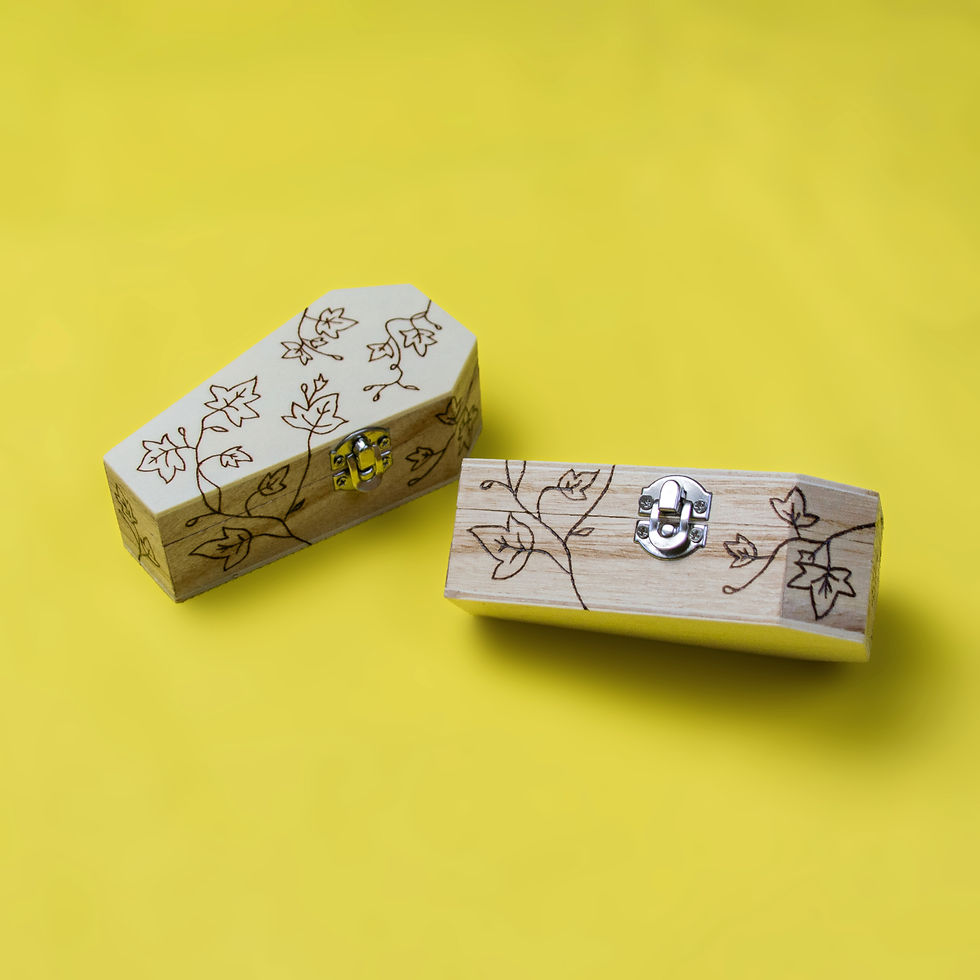 Thumbnail: Coffin Wood Burned Trinket Boxes